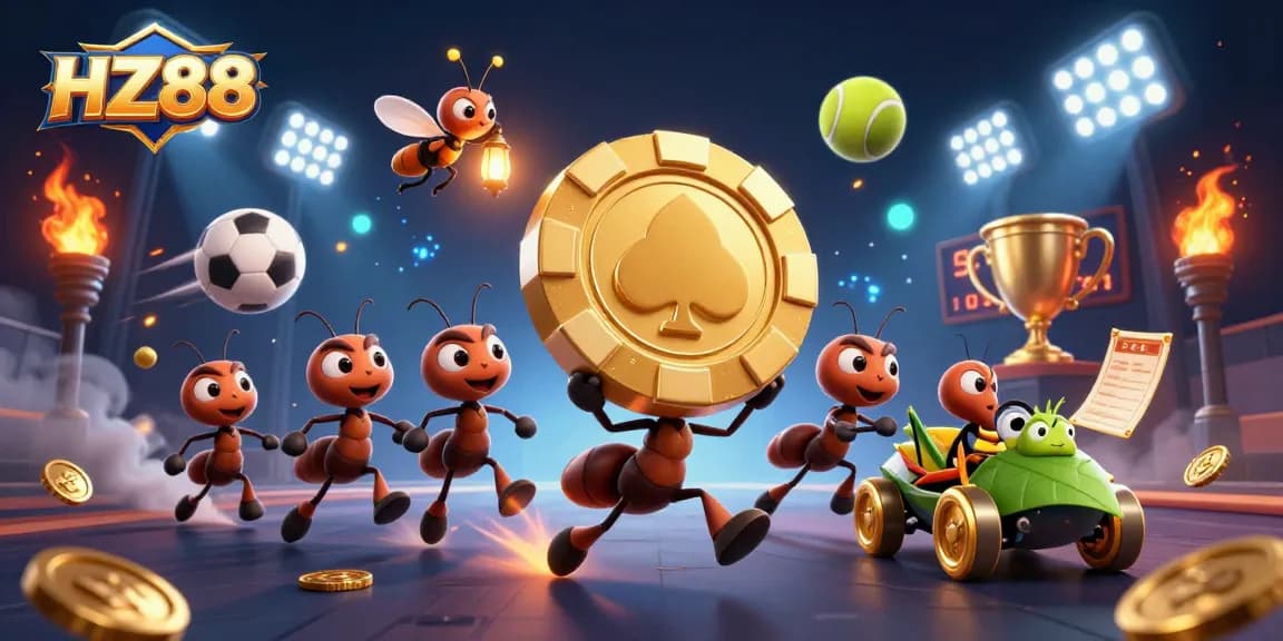 Experience thrilling adventures at HZ88 with vibrant characters and dynamic casino elements.
