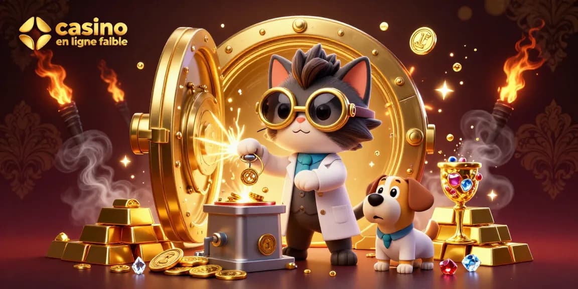 Rejoignez le chat fou scientifique dans une scène palpitante d'un casino en ligne fiable débordant d'or et d'excitation.