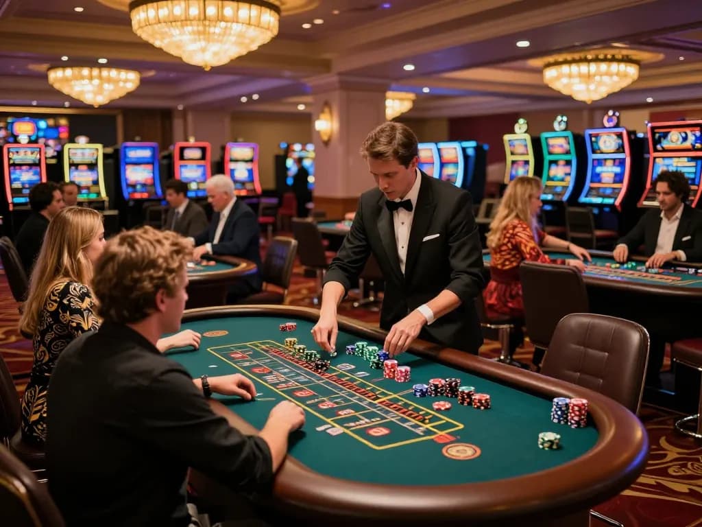 Exciting players engaging in a mini-game of roulette amidst colorful casino atmosphere.