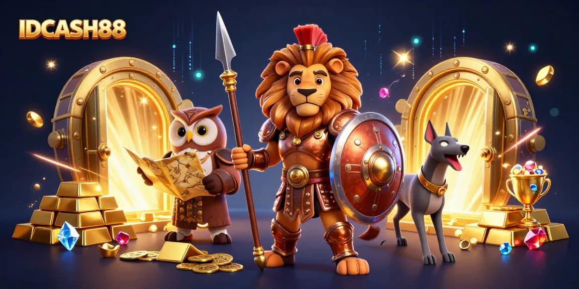 Engage with IDCASH88's thrilling gaming adventure featuring dynamic characters and vibrant casino elements.