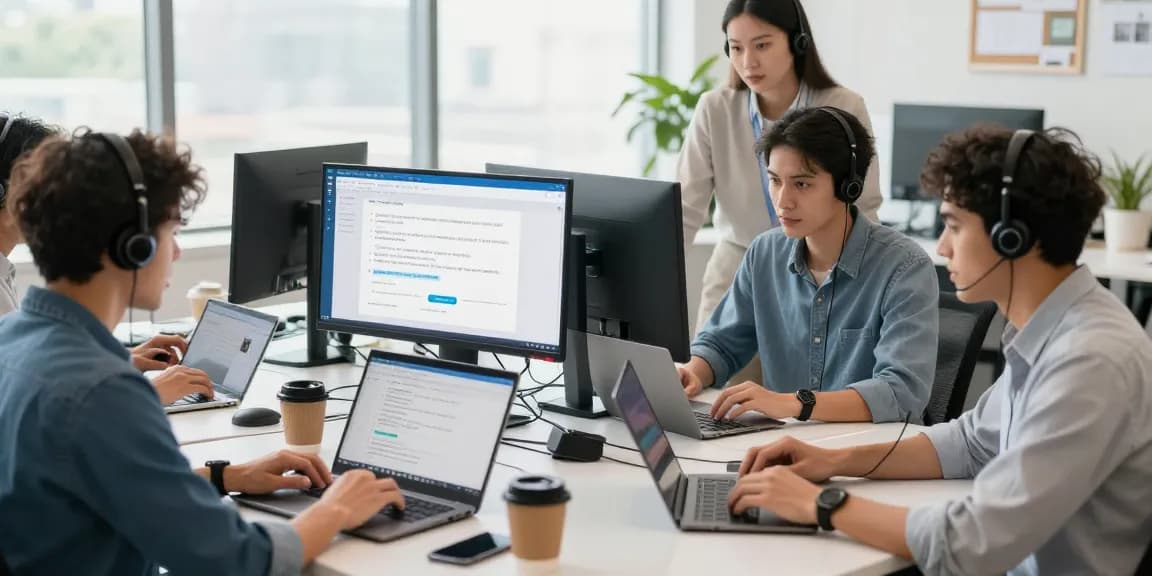 Dynamic tech support team providing Telus-Technical-Support solutions in a modern office environment.