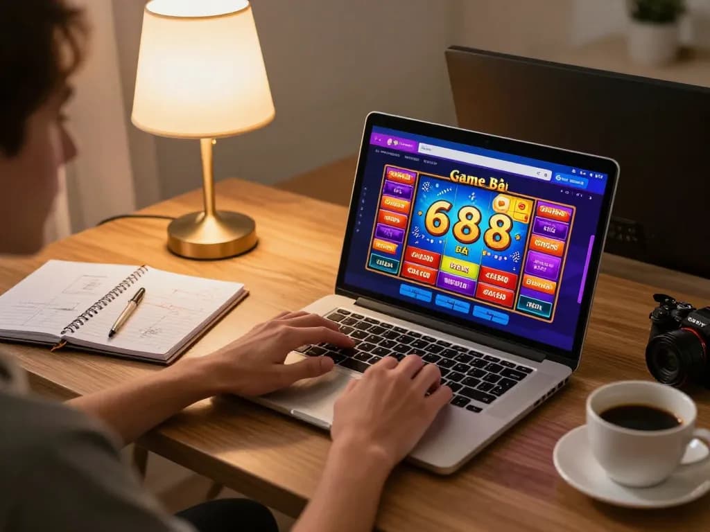 Explore exciting online gameplay at 68gamebaivn with engaging user interface on laptop