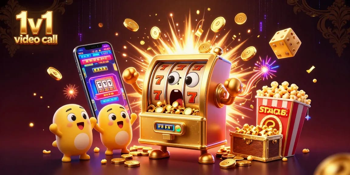 Engage in thrilling 1v1 video call interactions while winning with dynamic casino slot visuals.