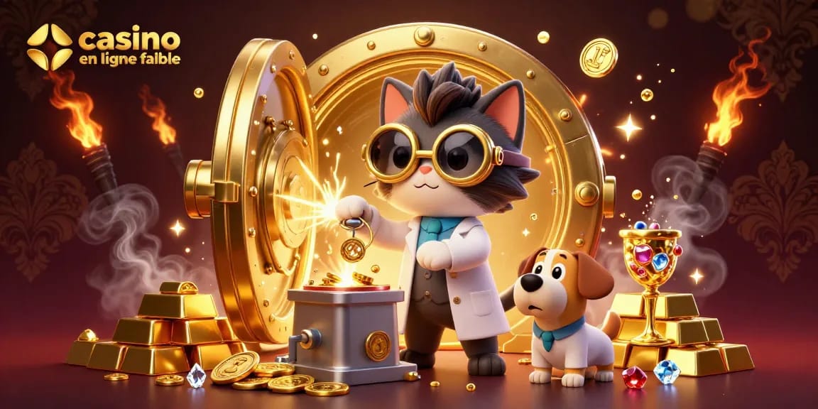 Rejoignez le chat fou scientifique dans une scène palpitante d'un casino en ligne fiable débordant d'or et d'excitation.