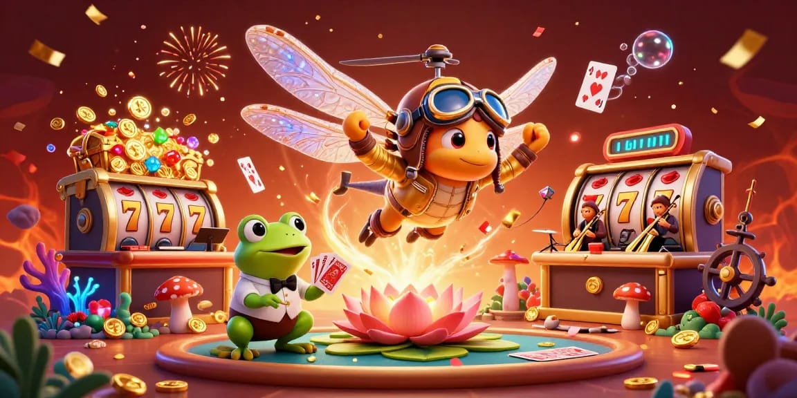 Experience thrilling gameplay moments with LGODEWA featuring vibrant 3D characters in a dynamic casino scene.