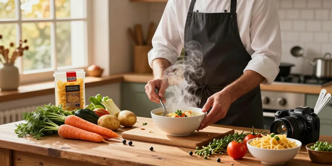 Leckere Suppenzubereitung mit Brenz-Produkten; Suppe kaufen für ein wohltuendes Essen zu Hause.