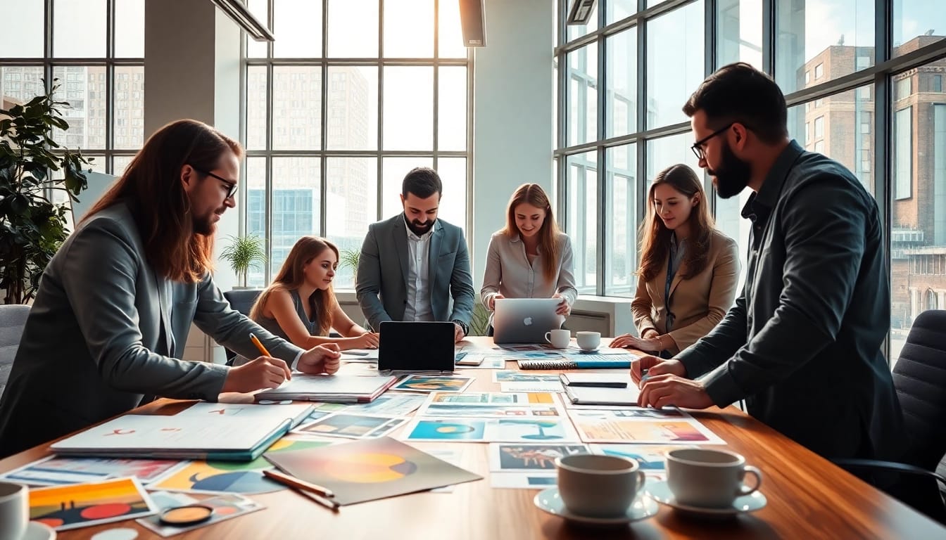 Collaborative workspace of designers showcasing https://bestdesignersintheworld.com/ creativity and teamwork amidst vibrant tools.