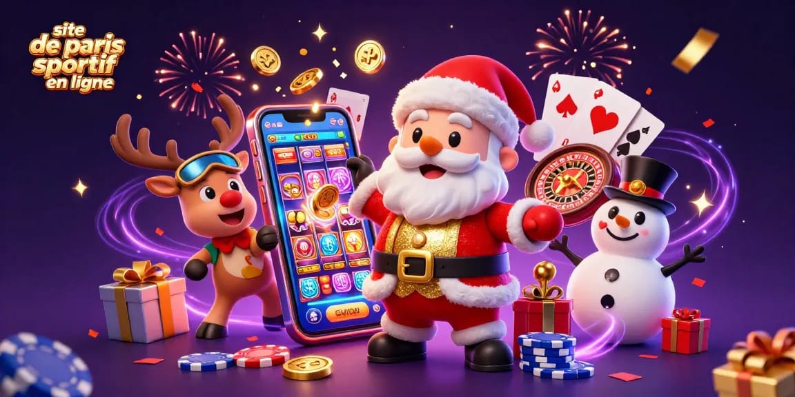 Retirez vos gains instantanément sur un site de paris sportif en ligne avec Santa, un renne et un bonhomme de neige.