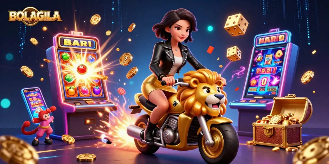 BOLAGILA offers thrilling casino adventures with dynamic slot machines and a lavish golden lion mascot.