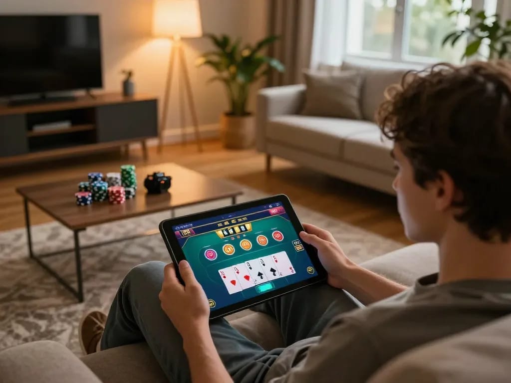 Engaging online casino gameplay on tablet at home featuring 566.