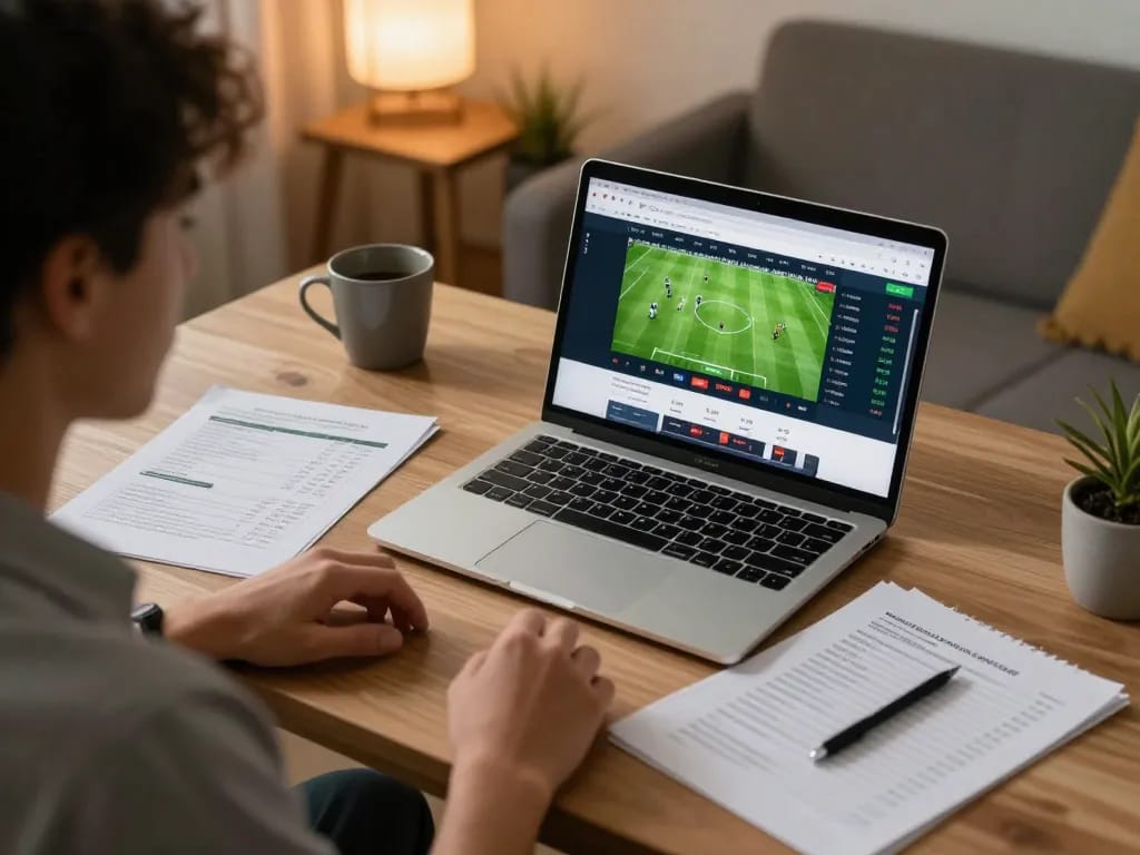 Engaging online betting scene with a player analyzing live odds on tylekeonhacai88's platform, showcasing strategic gameplay.