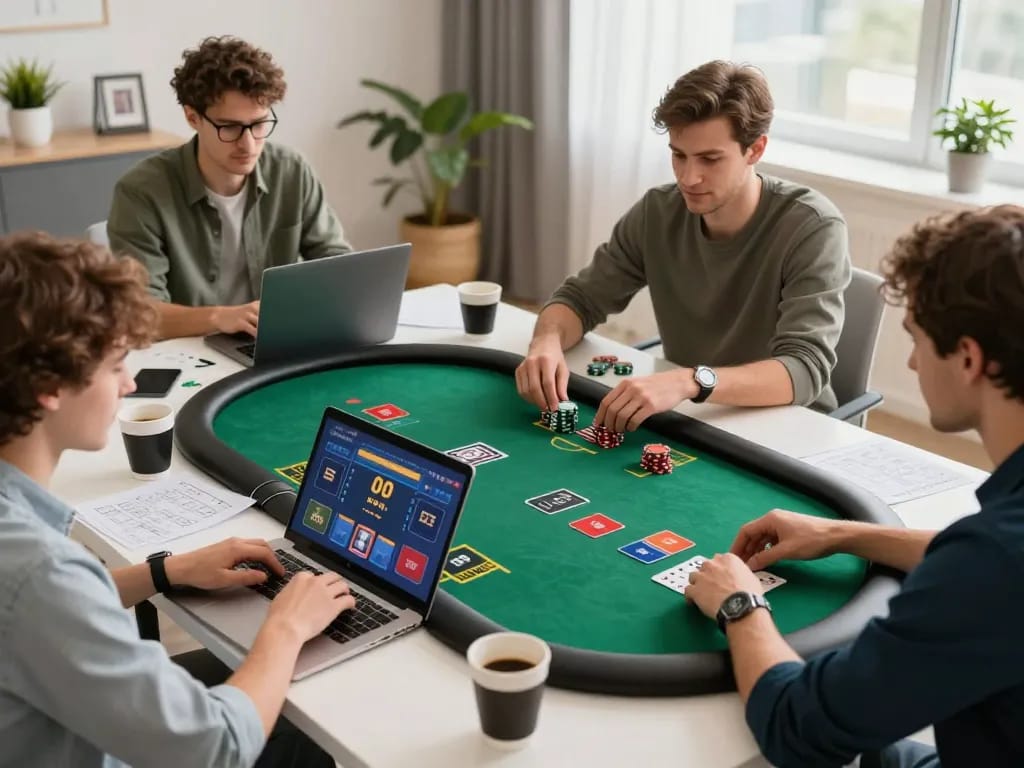 Pemain Bintangmpo terlibat dalam sesi poker online yang menarik, menunjukkan permainan strategis dan interaksi sosial.
