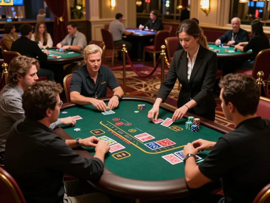 Join the exciting game of blackjack at du88 casino, where players engage with dealers and chips.