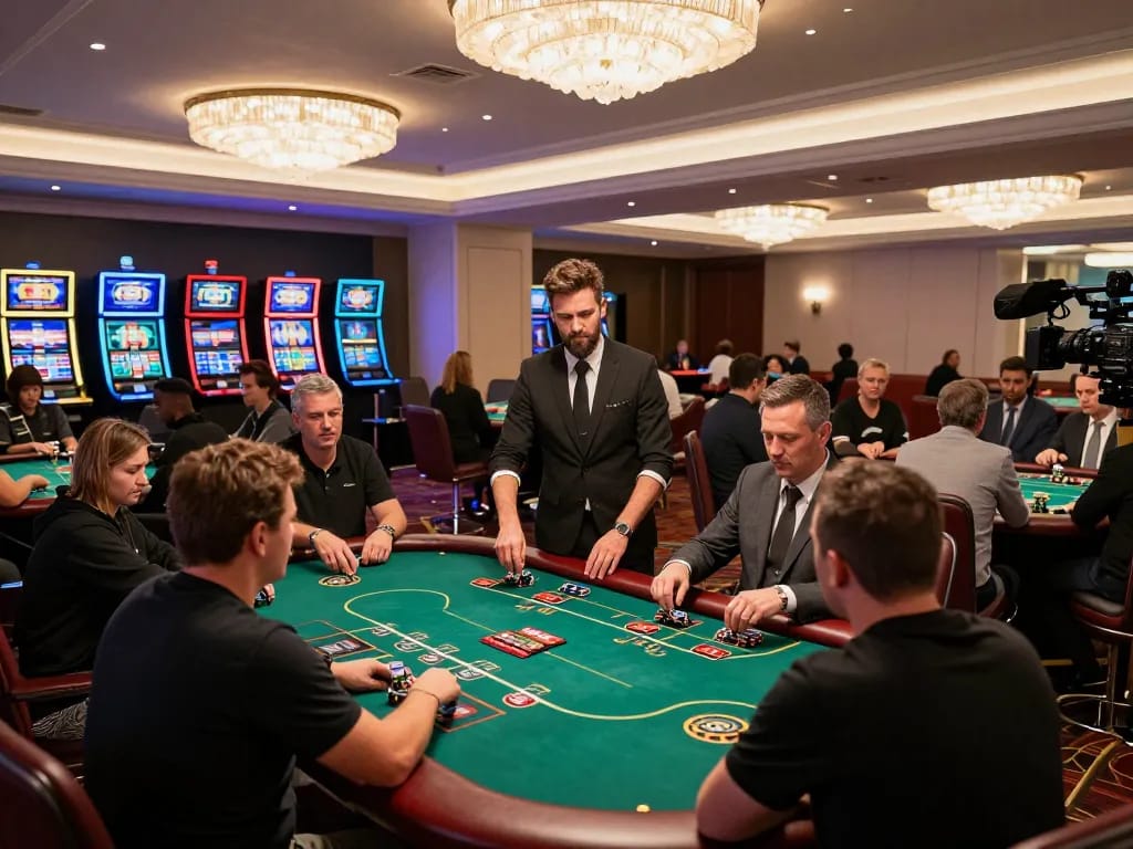 Experience intense gameplay at rik vip casino as players strategize at vibrant poker tables.