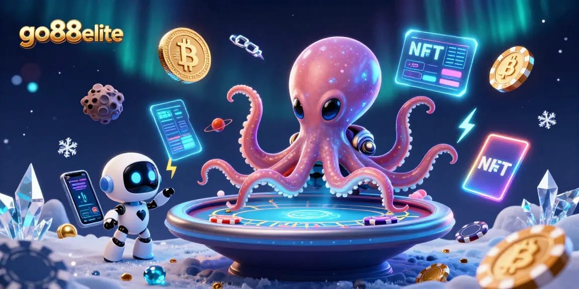 Experience the thrill of go88elite with a vibrant alien poker scene showcasing intergalactic gaming excitement.