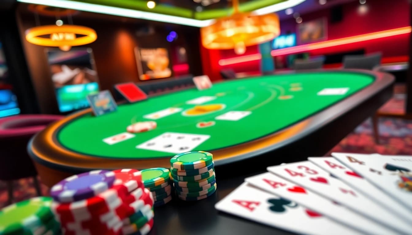Engaging yono rummy gameplay with colorful cards and chips on a modern gaming table.