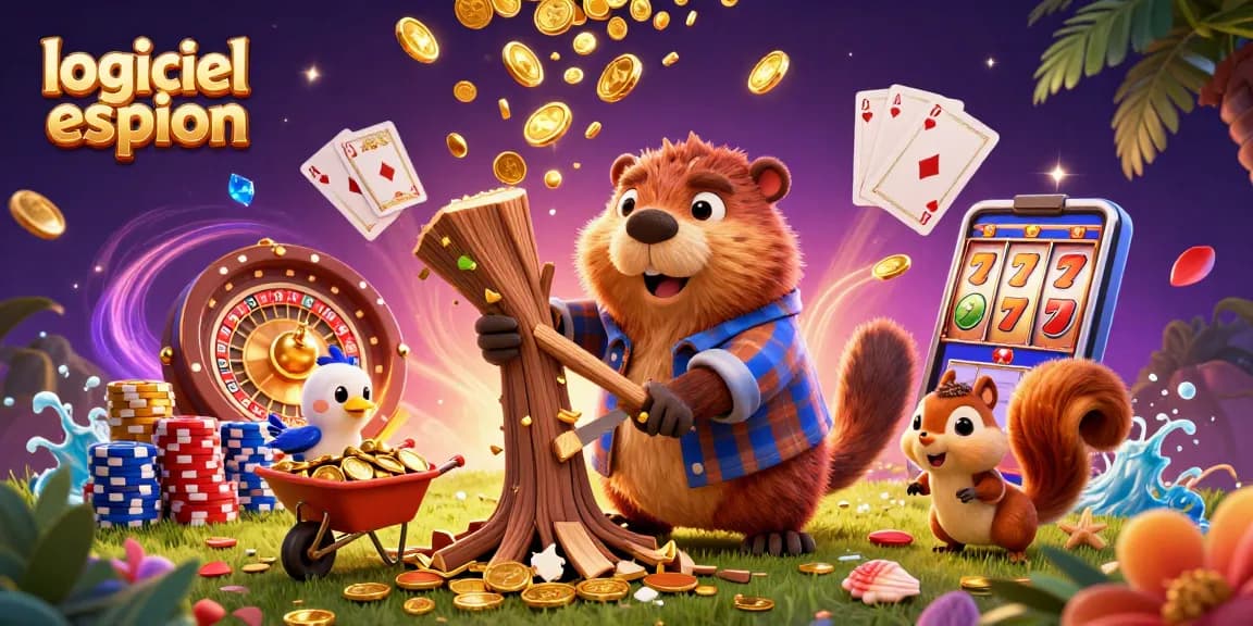 Collectez les pièces d'or avec logiciel espion dans une scène de casino dynamique et ludique.