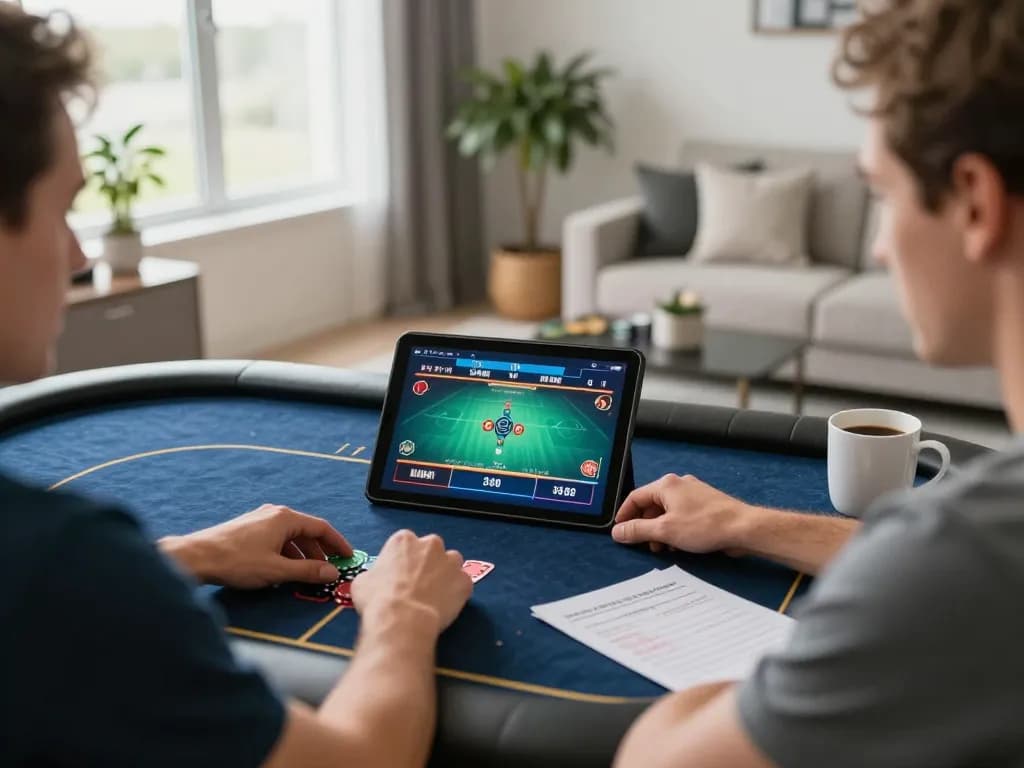 Engaging in situs gacor online poker at home with strategic notes visible on the table