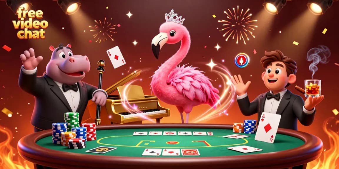Engage in free video chat while connecting with real players in a lively casino setting.