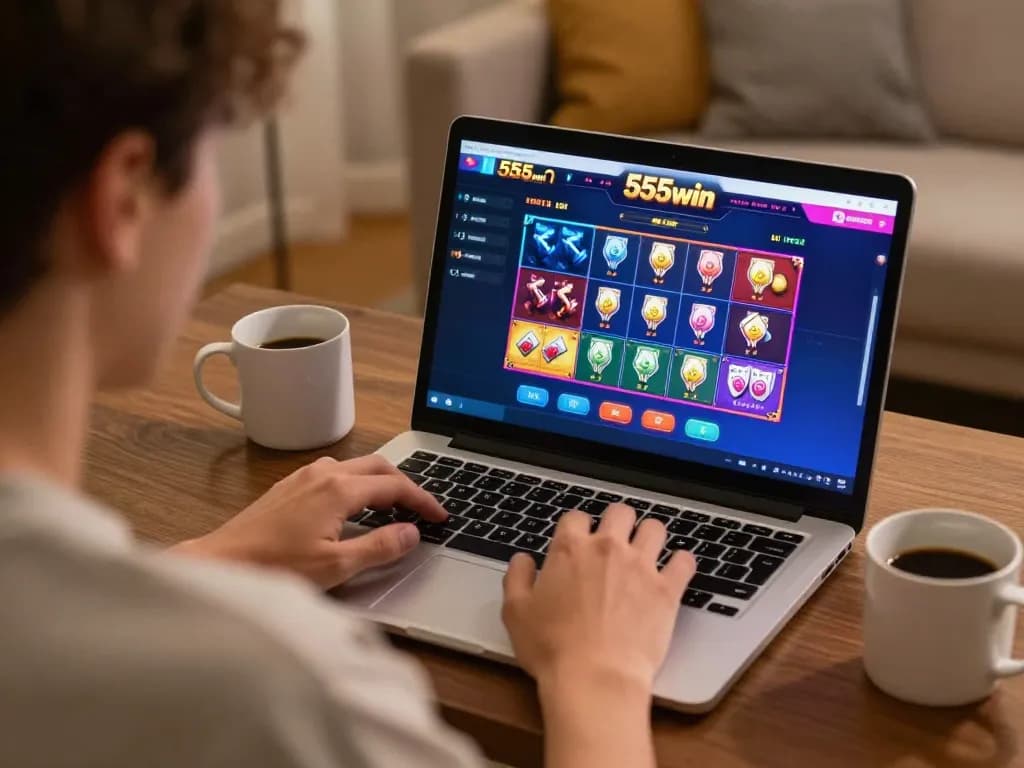 Engaging user focused on live casino games at 555win for strategic online gaming.