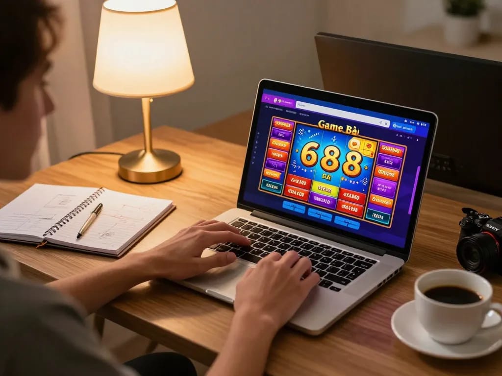 Explore exciting online gameplay at 68gamebaivn with engaging user interface on laptop