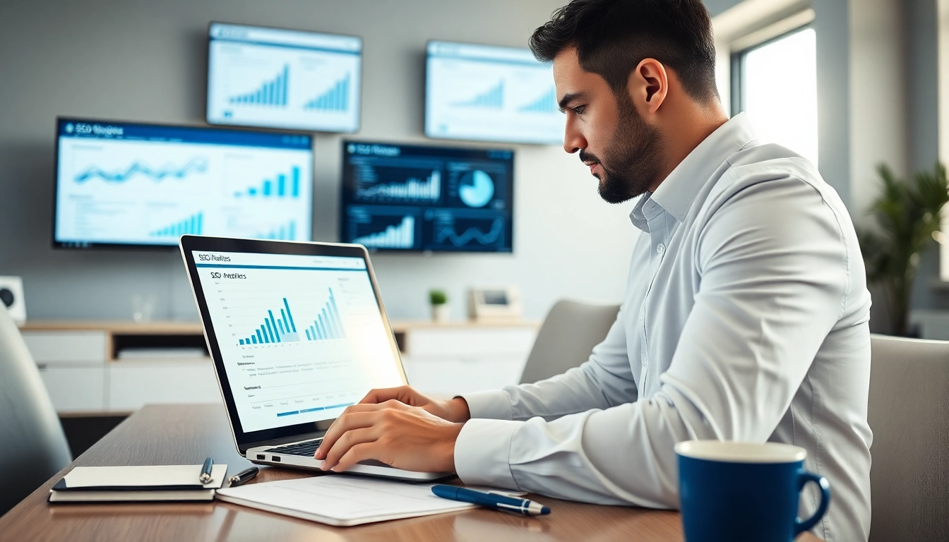 Analyze Search Engine Optimization Clearwater strategies in a bright, professional office setting with charts.