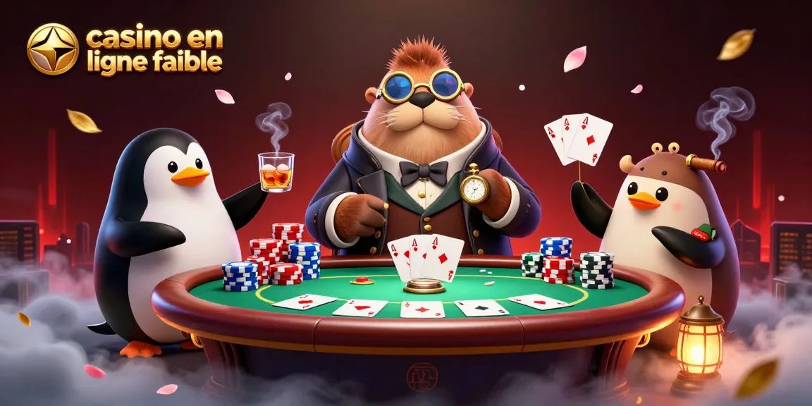 Participez à un gameplay palpitant avec une scène de poker illustrée de casino en ligne fiable.