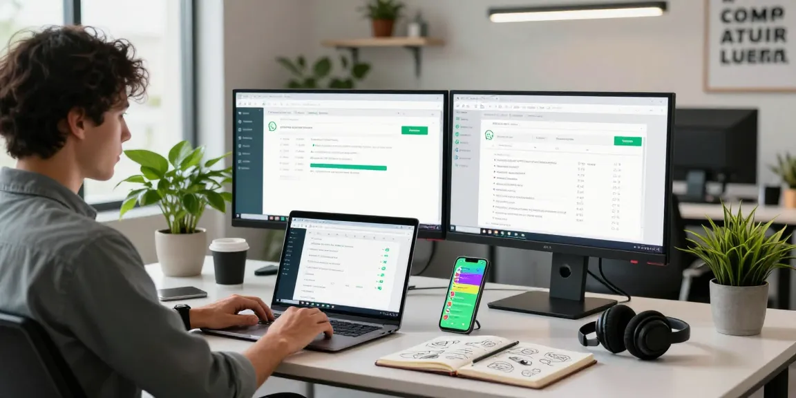 Engaging workspace showcasing WhatsApp網頁版 on laptop with productivity tools