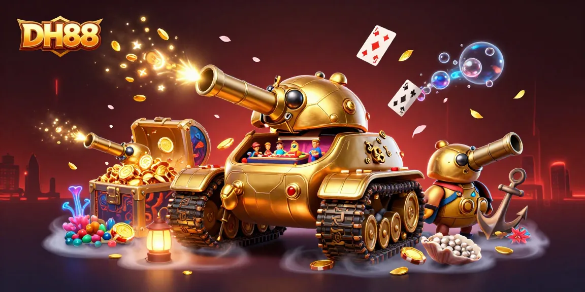 DH88 offers an exciting illustration of a miniature casino within a golden beetle tank, bursting with casino action.