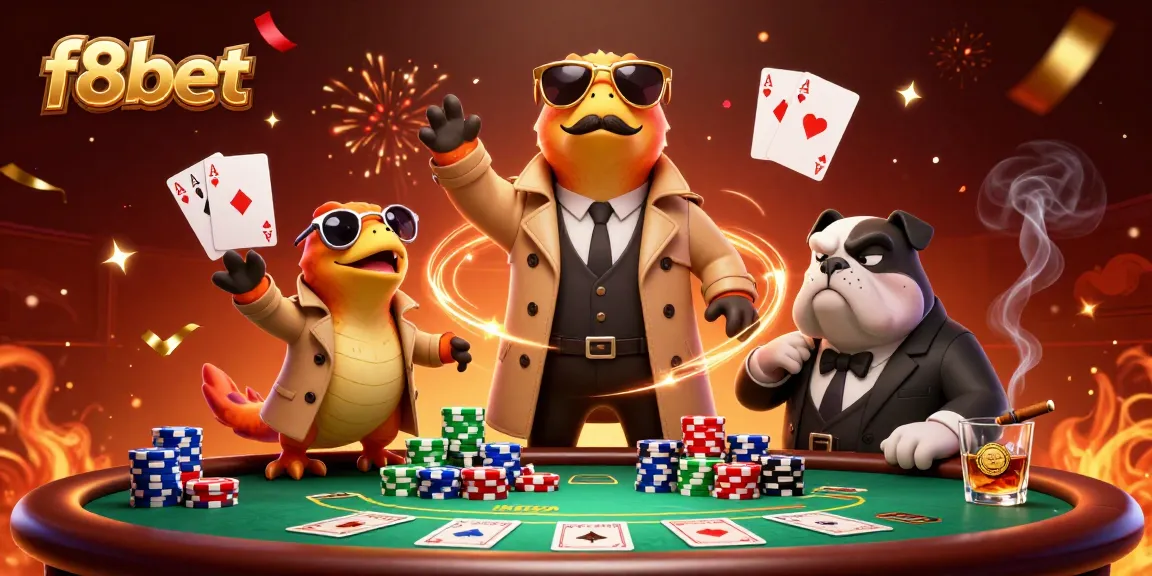 Win big at f8bet with playful raptors and a bouncer in a vibrant VIP casino scene!