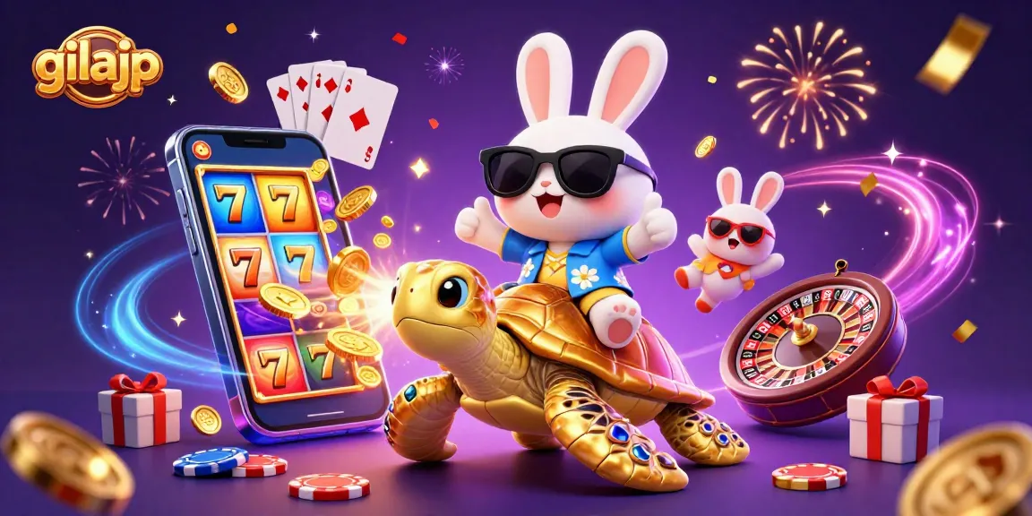 Experience excitement with gilajp's luck-themed slot game illustration featuring a lucky rabbit.