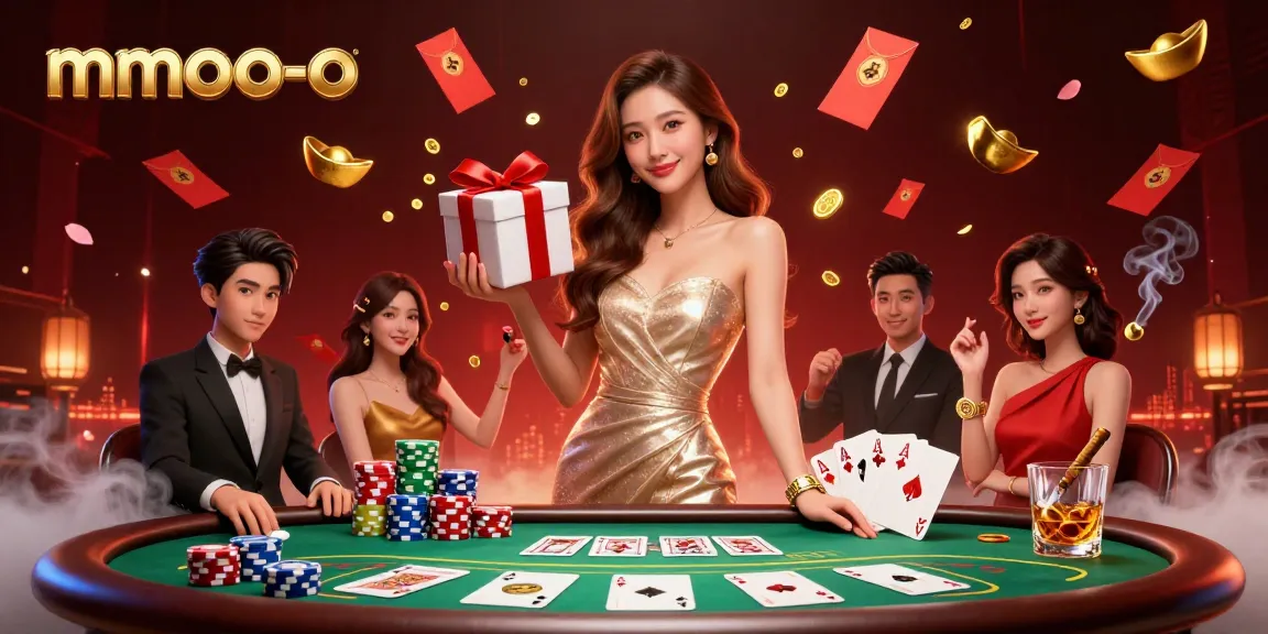 Experience thrilling gameplay at mmoo-o with our stunning casino scene featuring poker and vibrant festive decor.