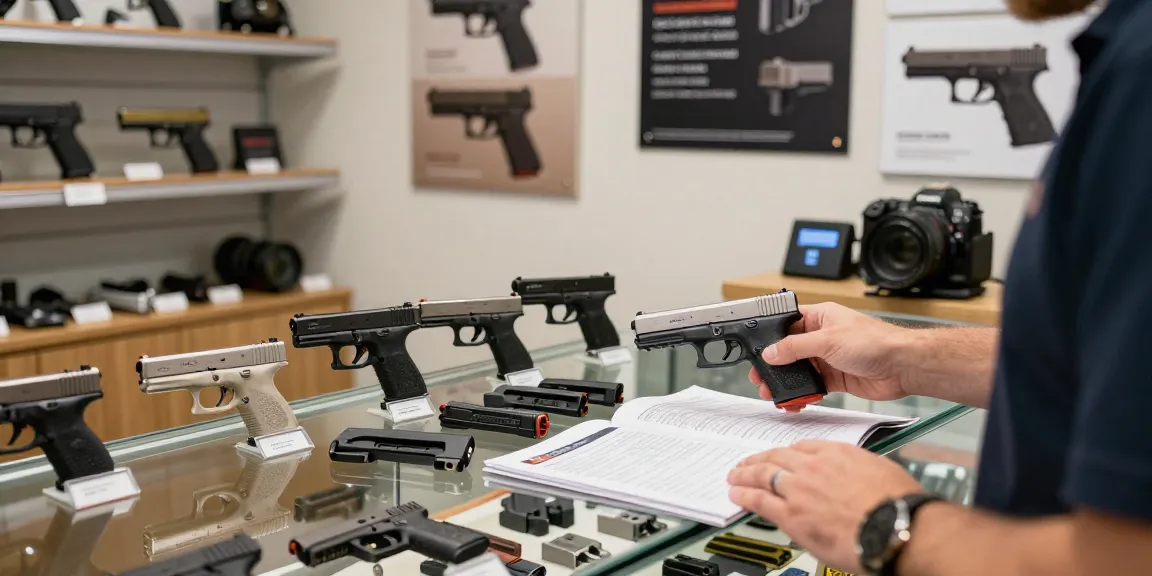 Glock slides showcase at https://precisionglockslides.com, featuring custom stainless steel options in a modern shop.