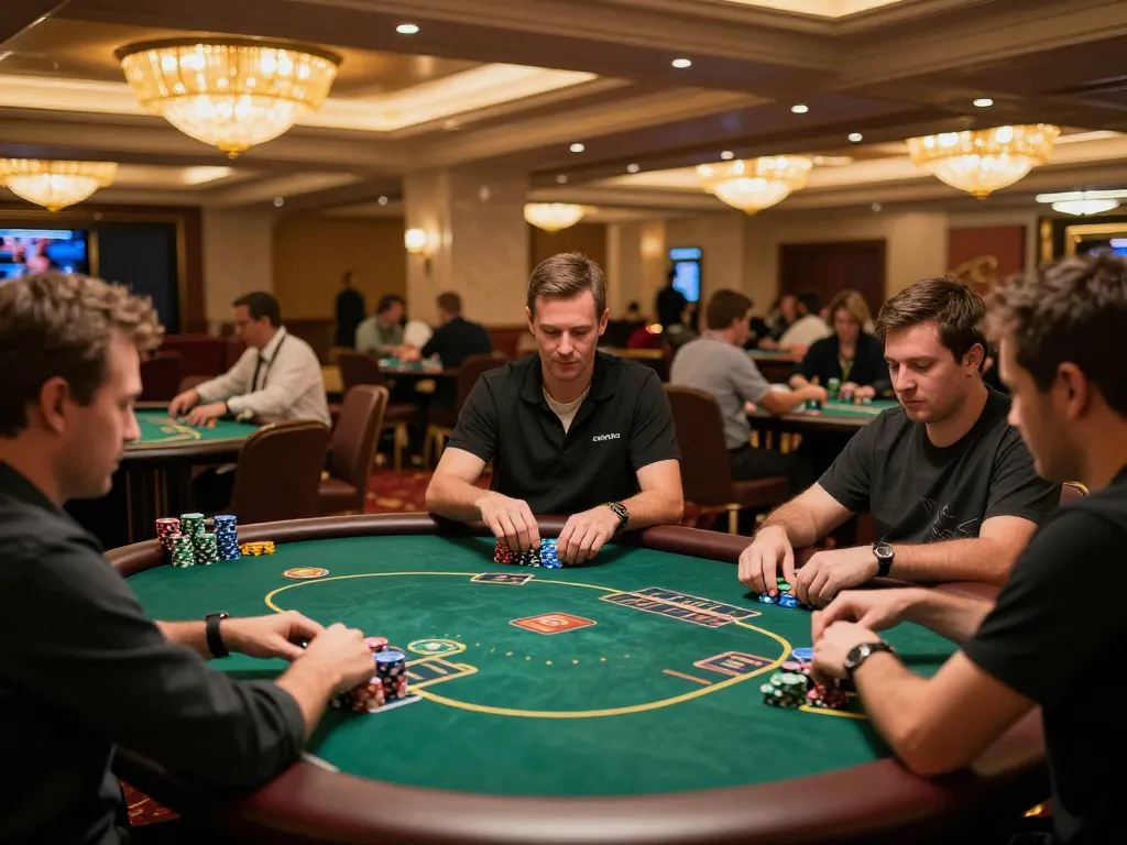Engaged players enjoying a strategic poker game at the best widget store casino