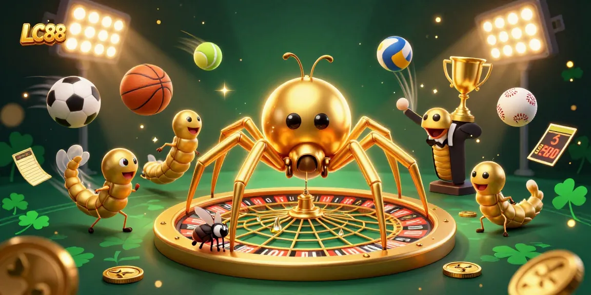 Place bets at LC88 with this vibrant 3D illustration showcasing a casino atmosphere, complete with dynamic characters and elements.