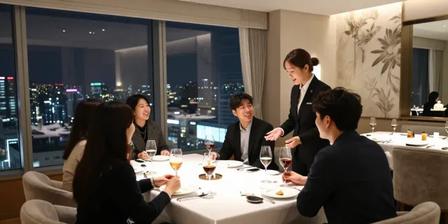 강남구구단 쩜오의 고급스러운 독립 룸에서 친구들과 함께 즐거운 시간을 보내는 모습