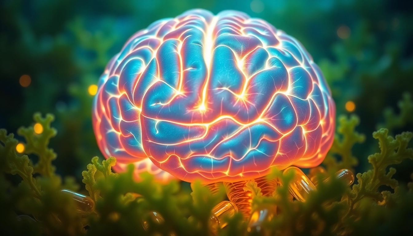 Explore astaxanthin benefits for brain with a vibrant illustration showcasing neural health and algae.
