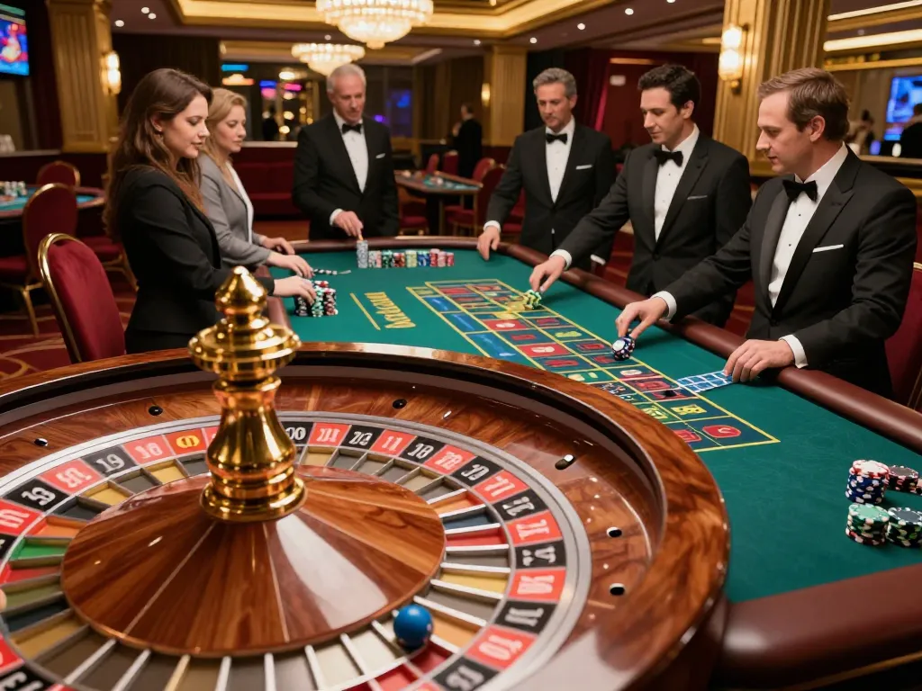 Experience the thrill of betting at 23win in an elegant roulette game with eager players.