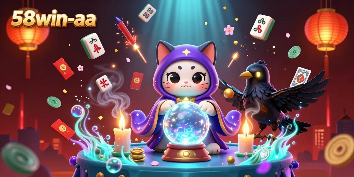 Engage in thrilling games at 58win-aa with mystic cat and tarot raven!