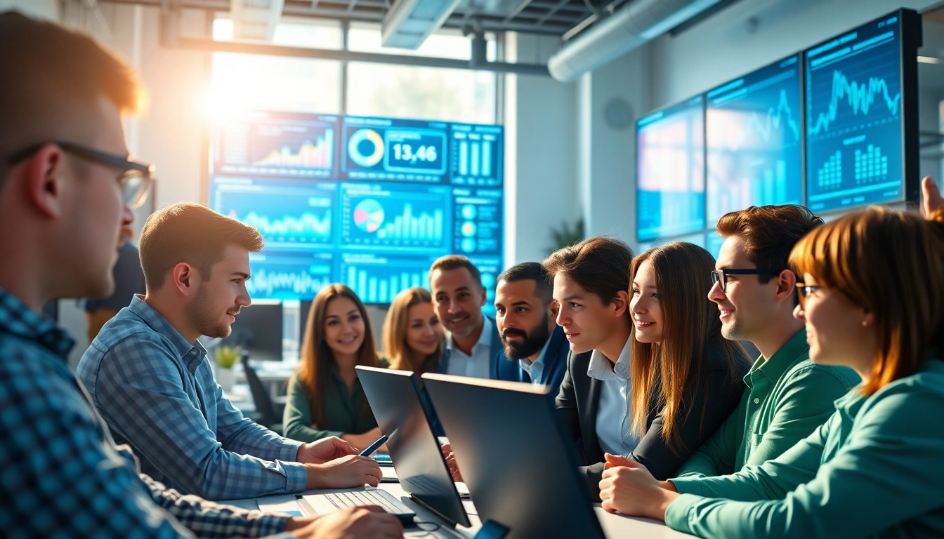 Analysing marketing strategies with https://alvionz.de/ in a vibrant team setting.