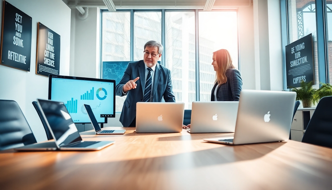 IT consultant with client discussing IT solutions in a modern office for msp companies near me.
