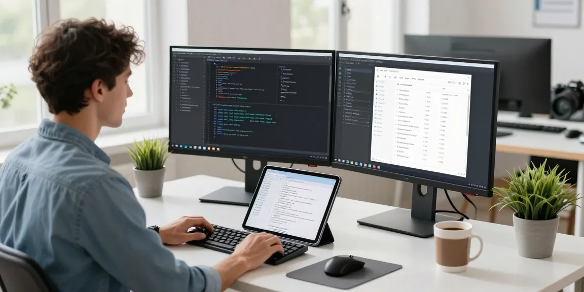 Paper airplane version 纸飞机中文版 on a modern tech workspace, showcasing dual monitors with coding interface.