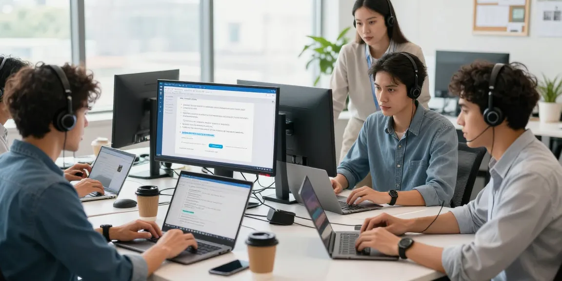 Dynamic tech support team providing Telus-Technical-Support solutions in a modern office environment.