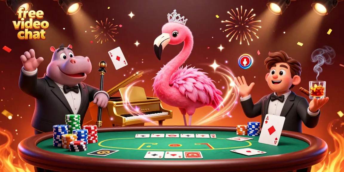 Engage in free video chat while connecting with real players in a lively casino setting.