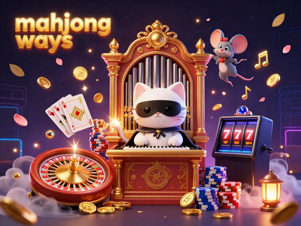 Experience the excitement of mahjong ways with a lively 3D illustration featuring vibrant characters and casino elements.