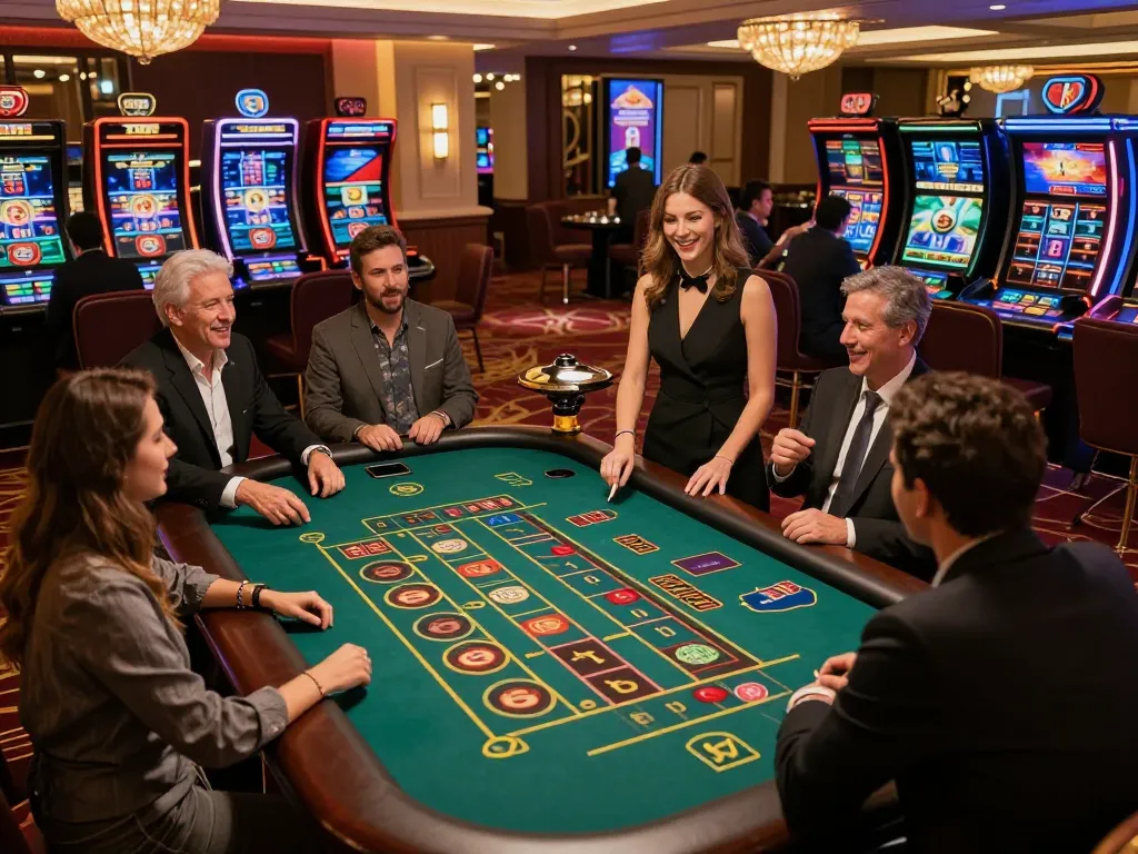 Boca Raton Construction Litigation Lawyer observing vibrant roulette gameplay in an upscale casino environment.