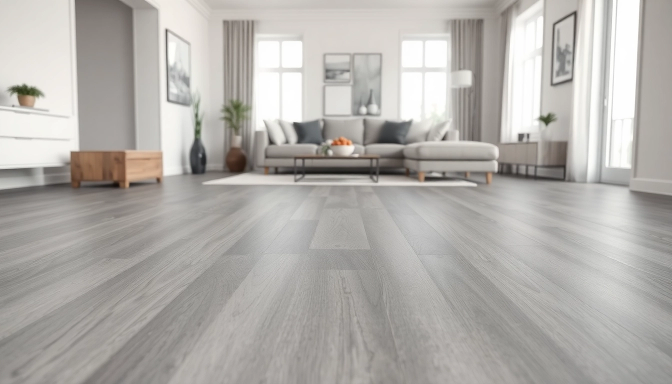 Admiring grey vinyl flooring's elegance in a modern living room setup with stylish decor.