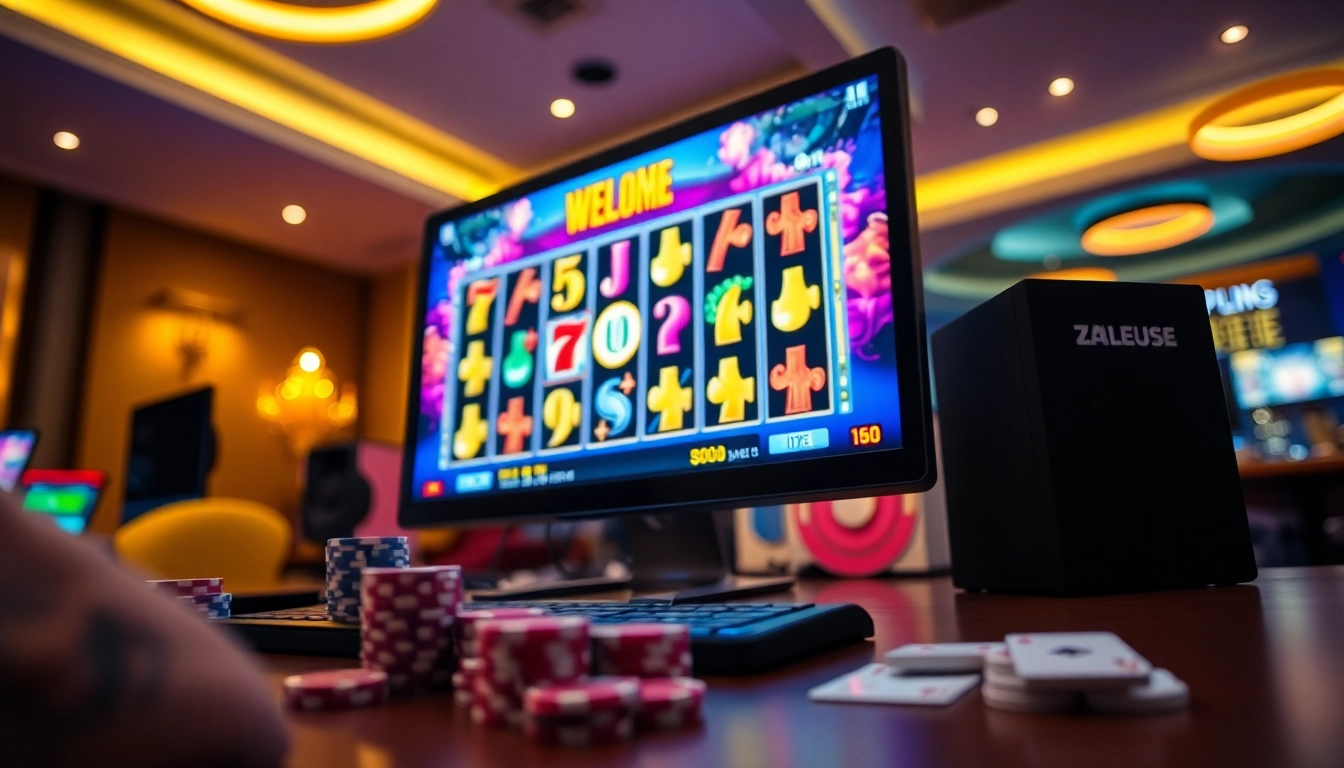 Experience thrilling online slots Uk gameplay in a vibrant, modern casino setting.