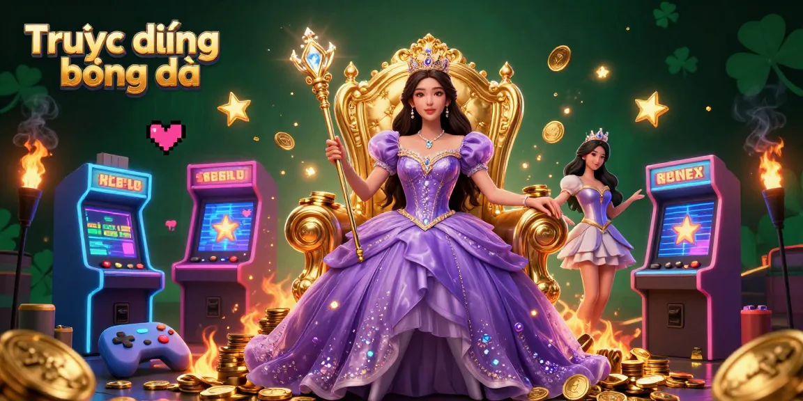 Experience Trực tiếp bóng đá with a stunning Asian princess in a vibrant 3D casino illustration.