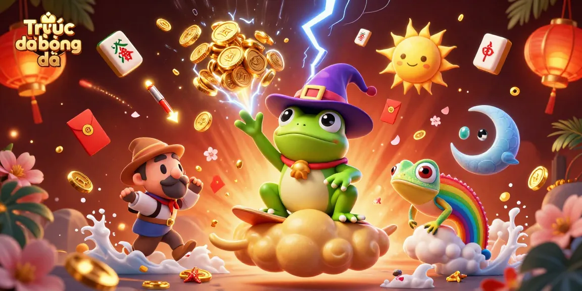 Experience Trực tiếp bóng đá with vibrant characters creating a storm of coins and gaming elements.
